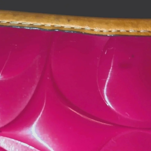 Coach Peyton Embossed Patent Convertible Hobo In Crimson Pink And Tan - Picture 6 of 12